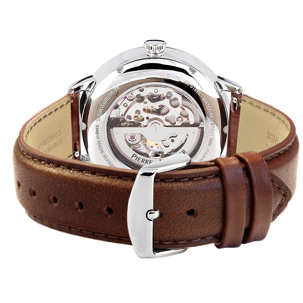 Montre homme Pierre Lannier TRIO 334B174 – cadran vert bracelet cuir marron – vue 5