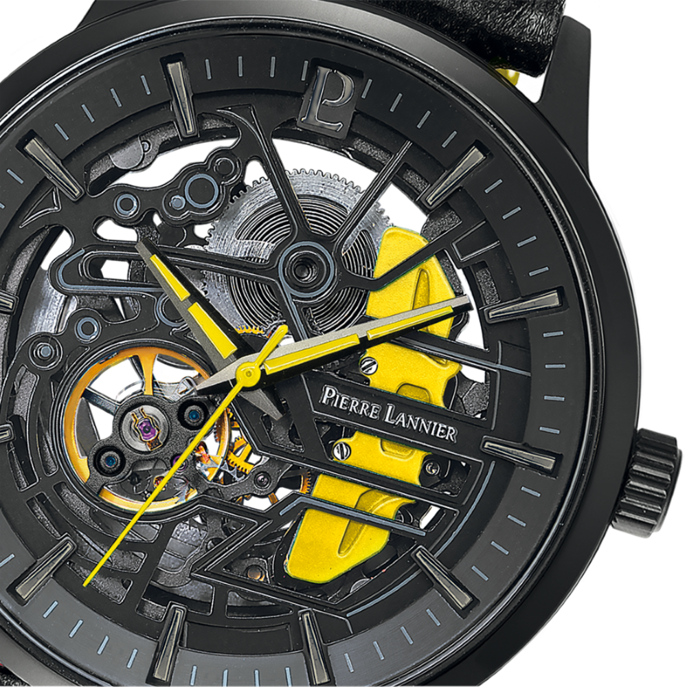 Montre homme Pierre Lannier PADDOCK 338A443 – cadran noir bracelet cuir perforé noir – vue 5
