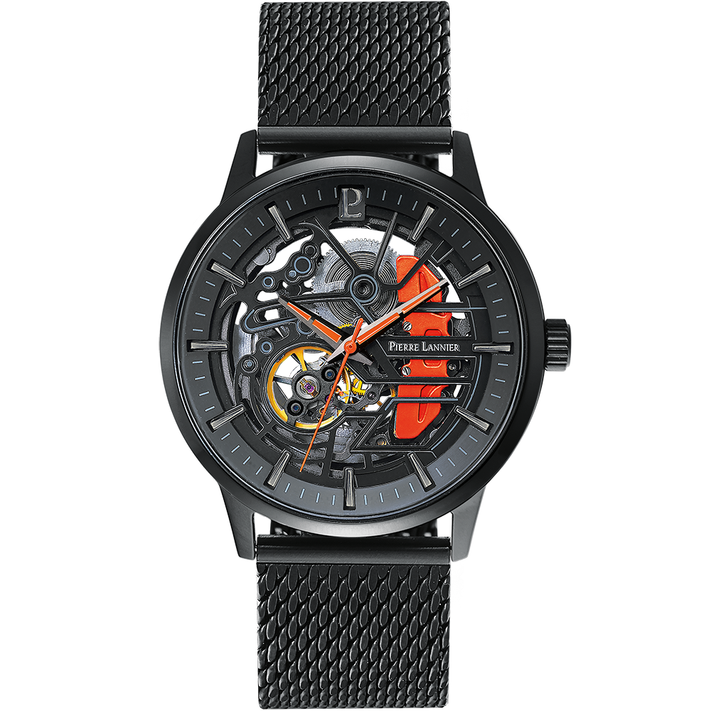 Montre homme Pierre Lannier PADDOCK 338A459 – cadran noir bracelet milanais noir – vue de face