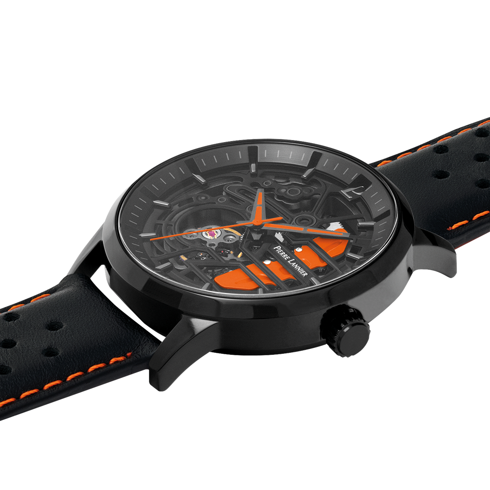 Montre homme Pierre Lannier PADDOCK 341A455 – cadran noir bracelet cuir noir – vue 2