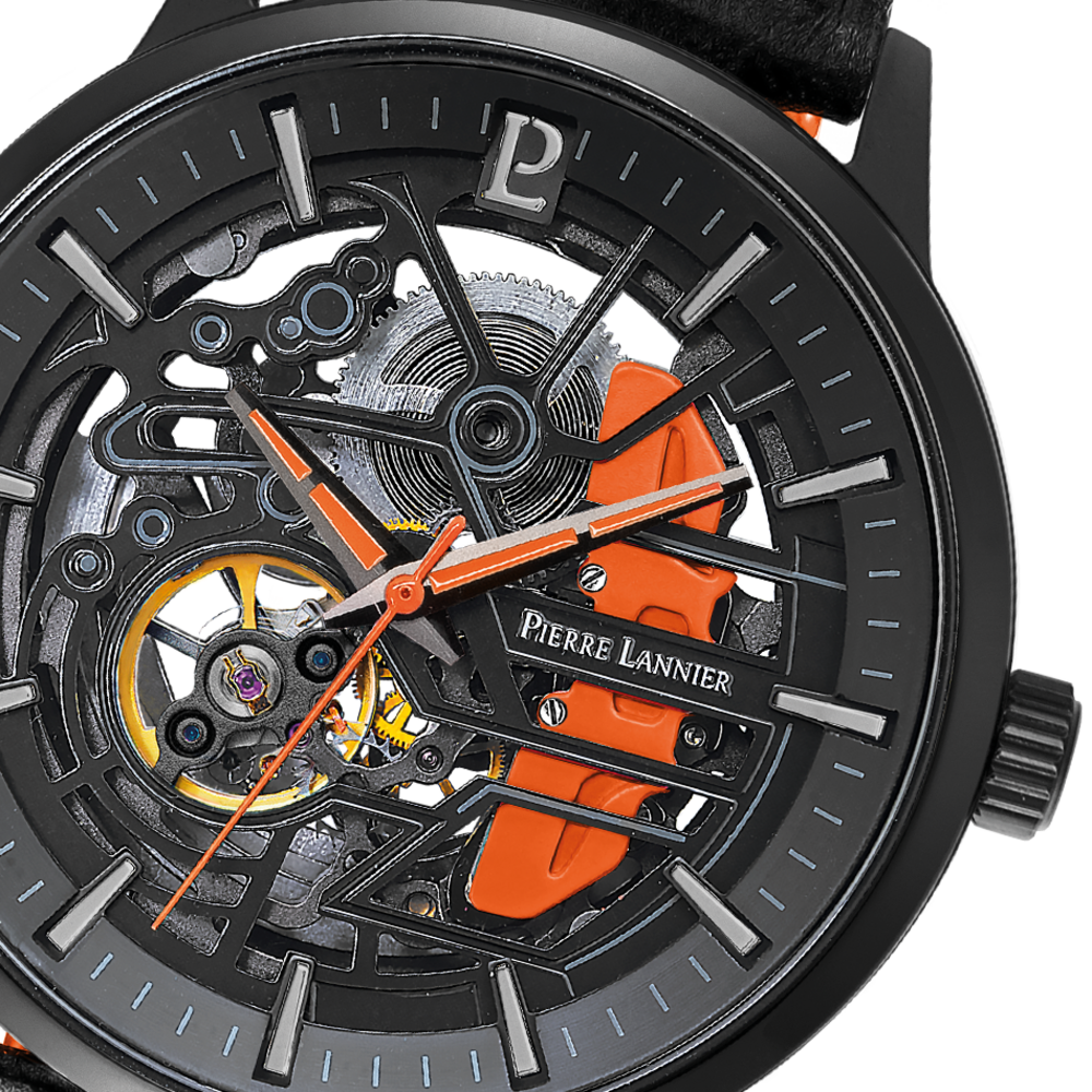 Montre homme Pierre Lannier PADDOCK 341A455 – cadran noir bracelet cuir noir – vue 3