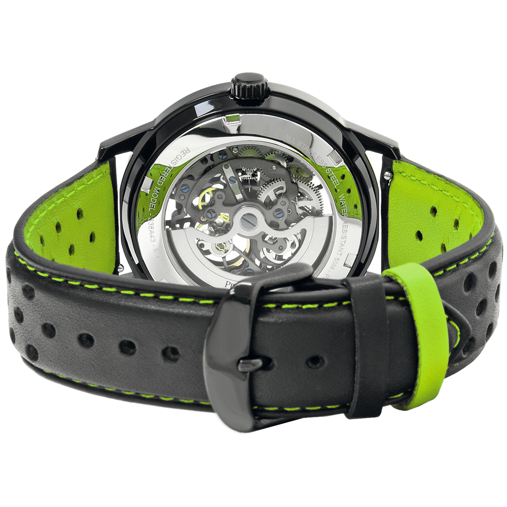 Montre homme Pierre Lannier PADDOCK 341A477 – cadran noir bracelet cuir perforé noir – vue 4