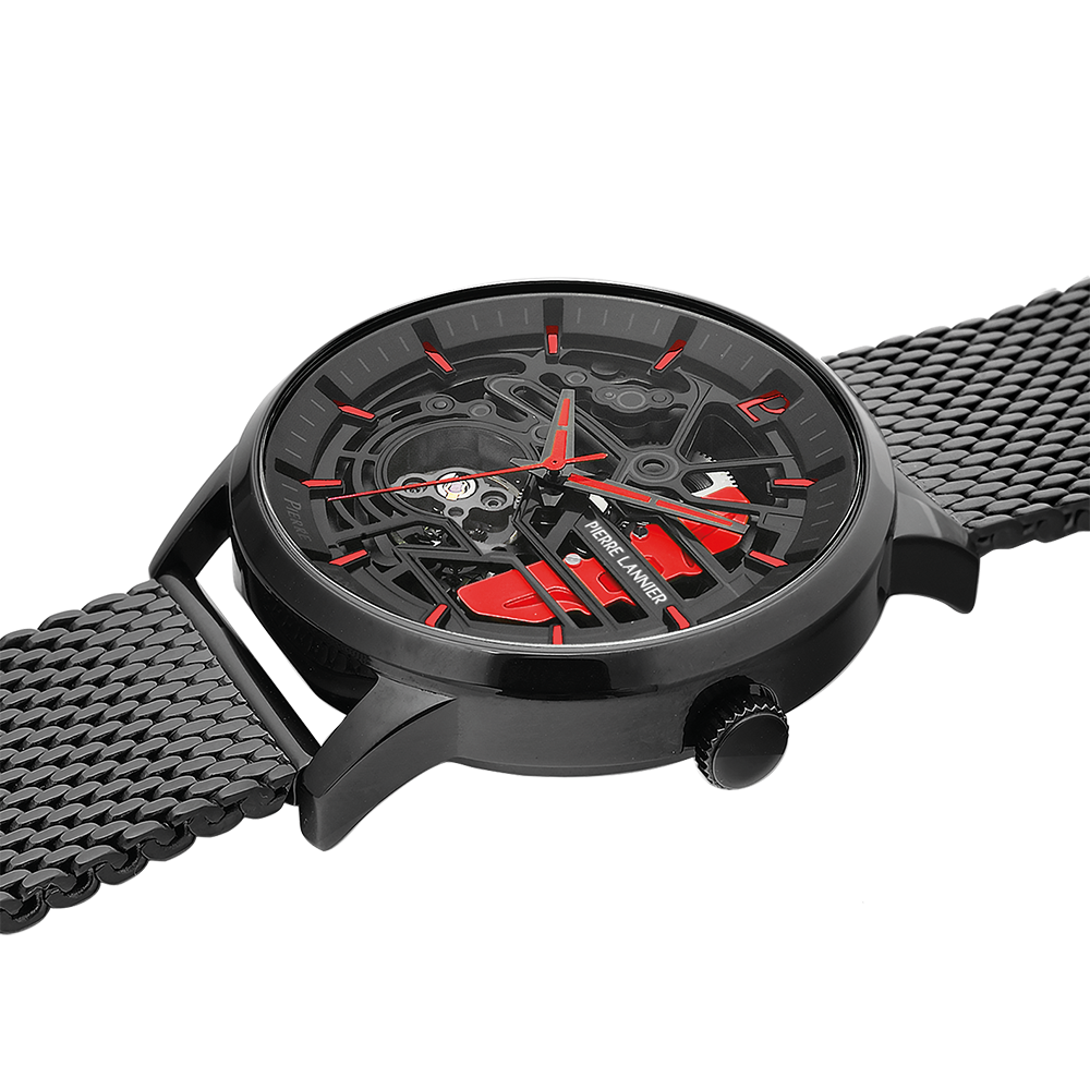 Montre homme Pierre Lannier PADDOCK 345A459 – cadran noir bracelet milanais noir – vue 2