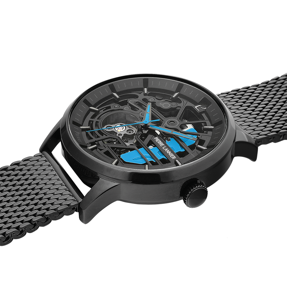 Montre homme Pierre Lannier PADDOCK 345A469 – cadran noir bracelet milanais noir – vue 2