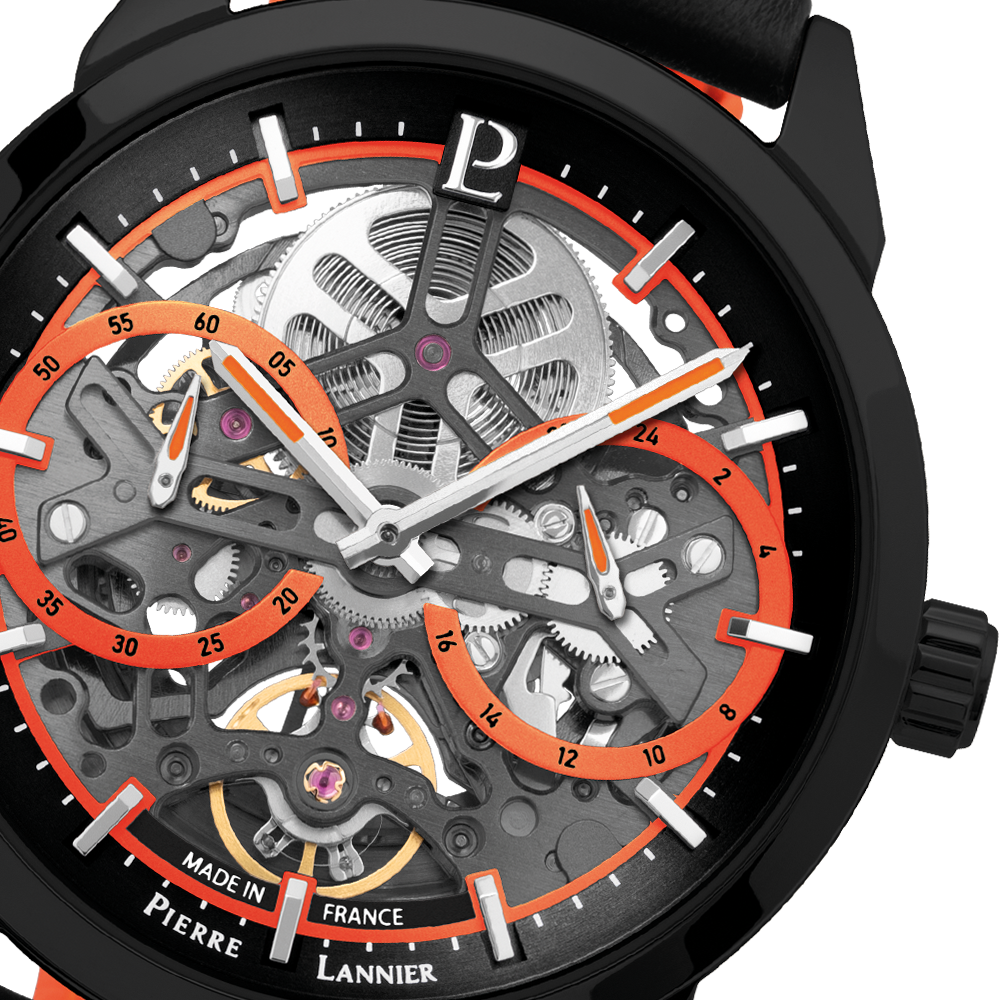 Montre homme Pierre Lannier MONARCK 347A433 – cadran noir bracelet cuir noir – vue 4