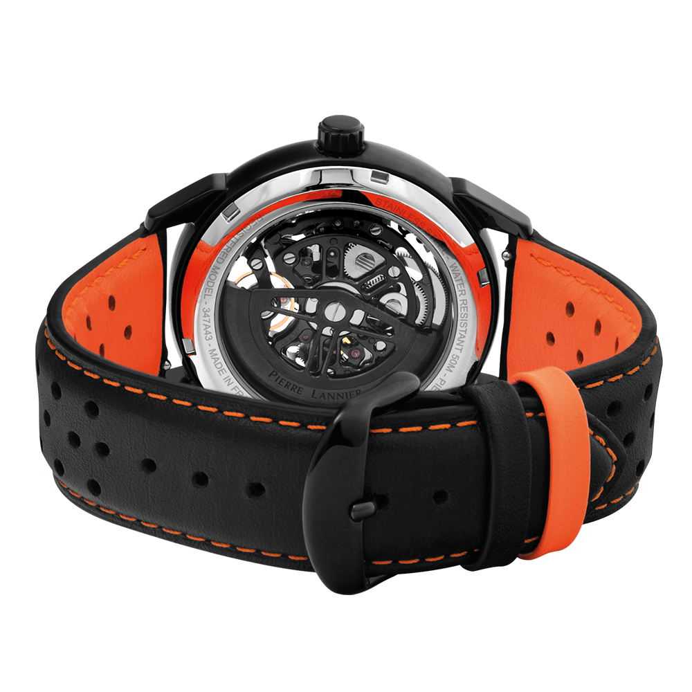 Montre homme Pierre Lannier MONARCK 347A433 – cadran noir bracelet cuir noir – vue 5