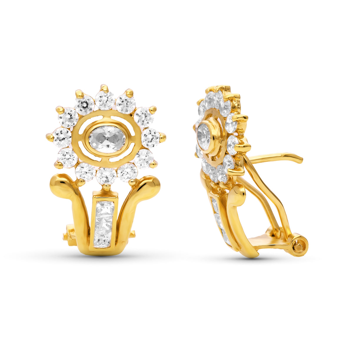 Boucles d'oreilles en Zircone 18K 20 X 13 mm Fermoir Omega