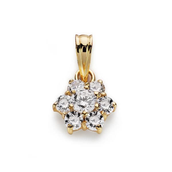 Collier en Or 18K 7 Zircon 10X9 mm