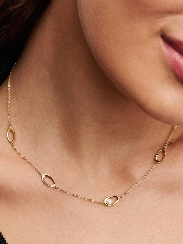 Collana Pandora - Forma ovale organica e perla coltivata d'acqua dolce trattata | 363883C01