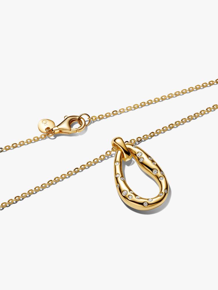 Collier Pandora - Pendentif Serti de Forme Organique Doré | 364666C01