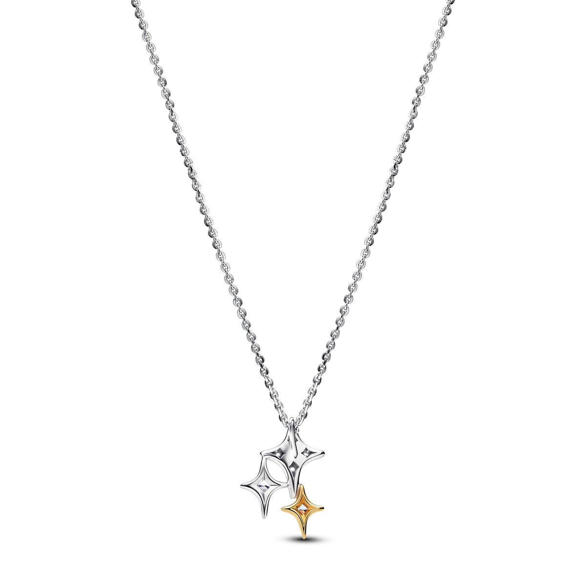 Collier avec Pendentif Trio d’Étoiles Bicolore – vue 2