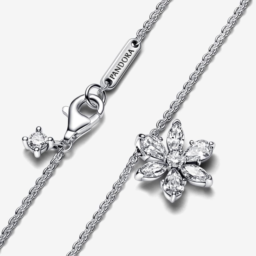 Herbier Scintillant - Blanc & Argent - Collier Pandora