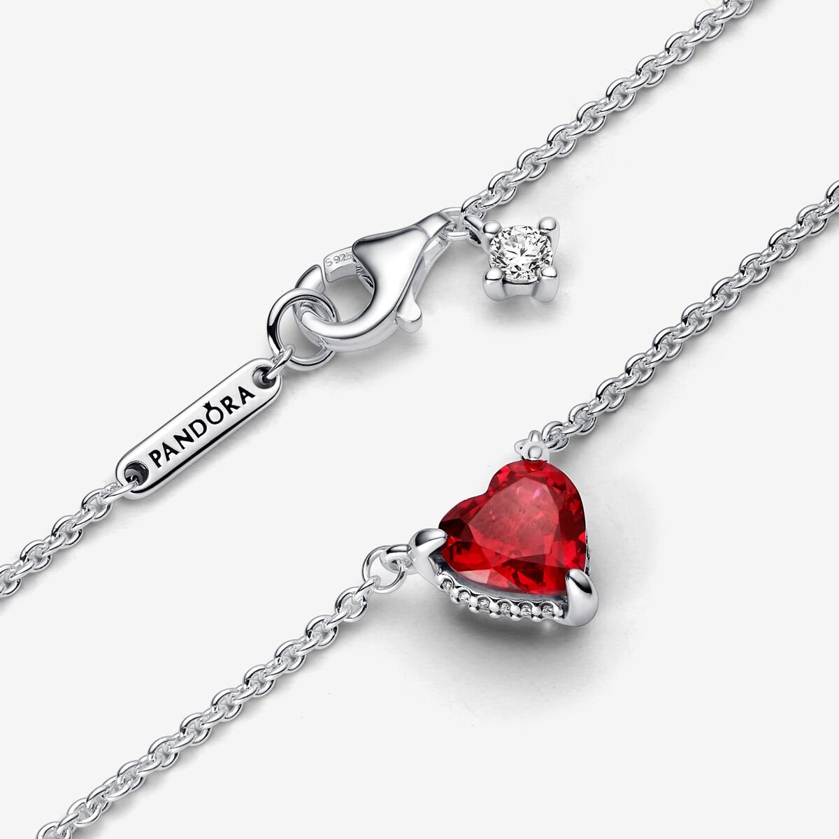 Halo - Coeur Rouge - Argent - Collier Pandora