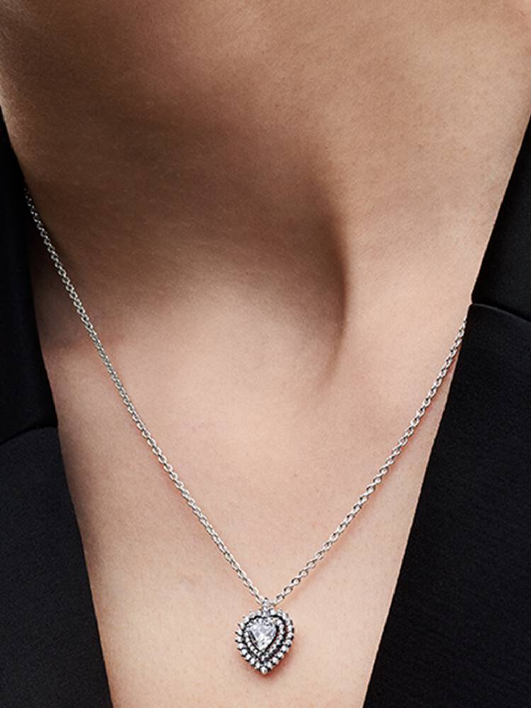 Pandora Kolye - Köpüklü Kalp Halo Kolye | 393099C01