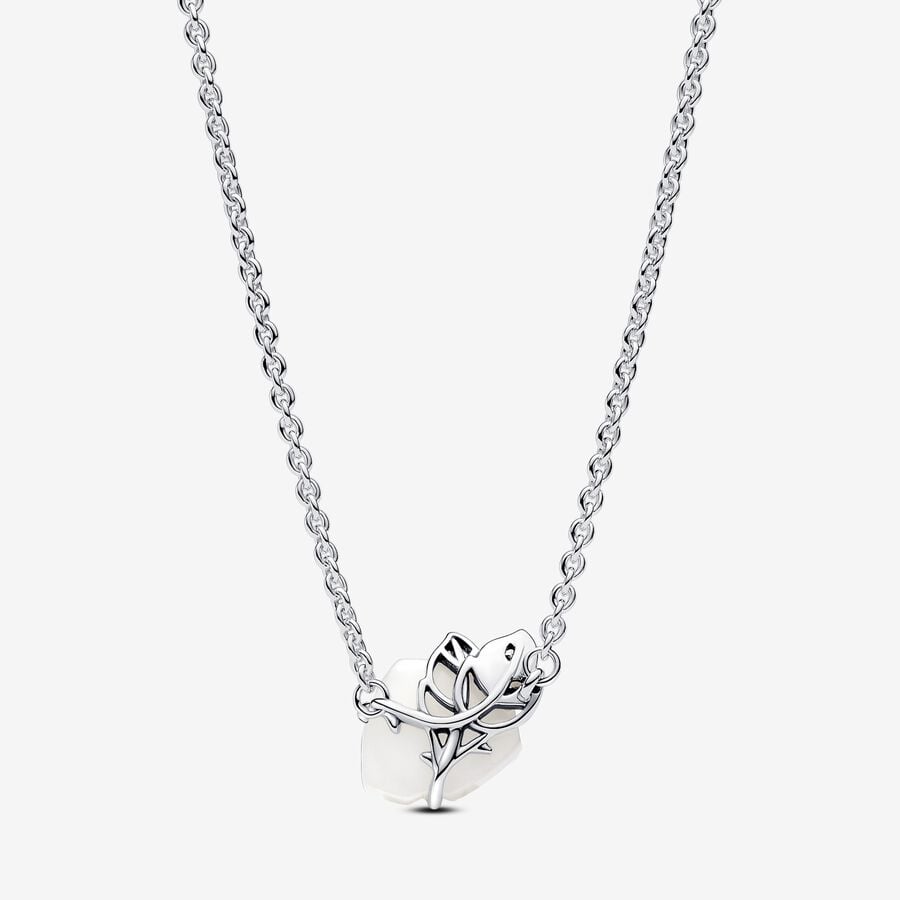 White Rose - Silver - Pandora Necklace