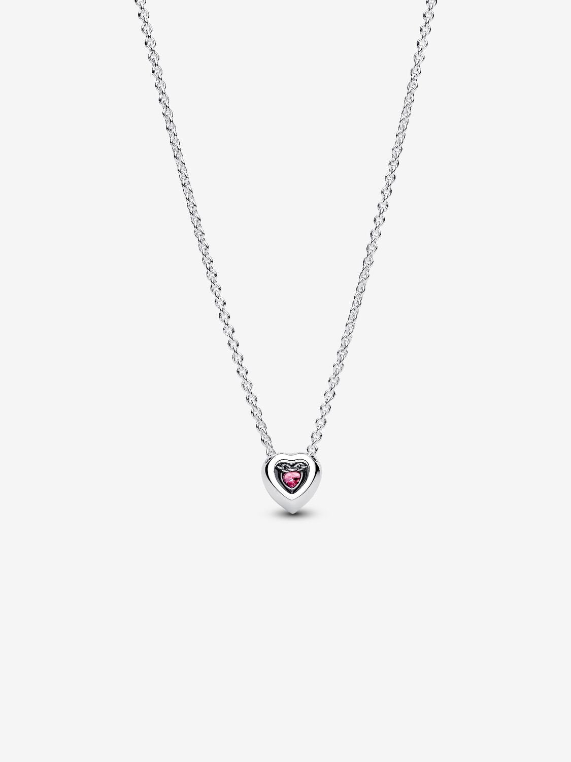 Coeur Surélevé - Argent & Rose - Collier Pandora