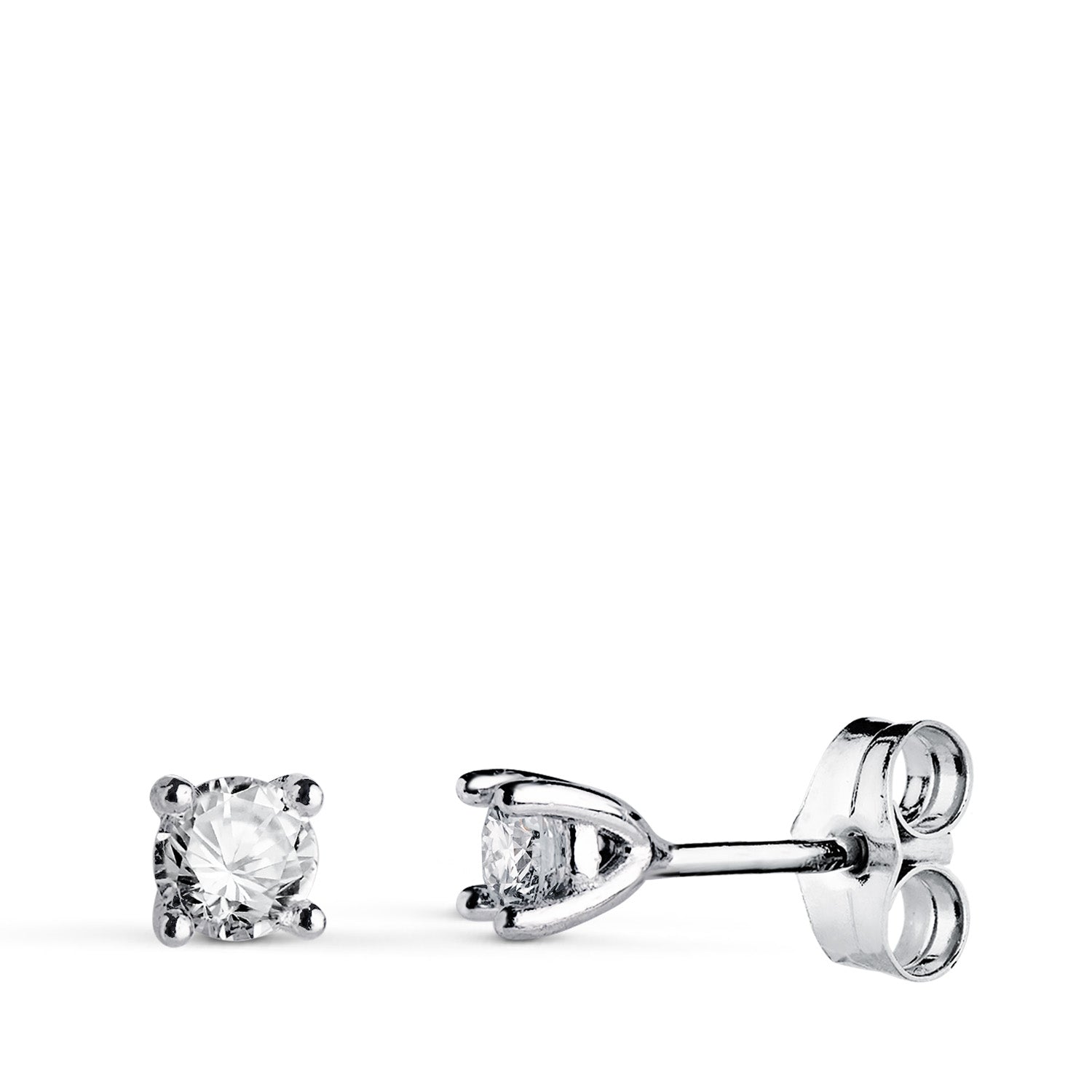Boucles d'oreilles Or Blanc 18K 4MM Diamants de Laboratoire Taille Brillant 0.400 Cts VS2-G 4X4 mm Fermoir Poussettes Papillon
