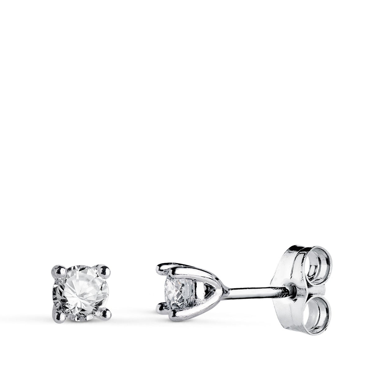 Boucles d'oreilles clous diamant 4 mm – Or 18 carats – Or blanc