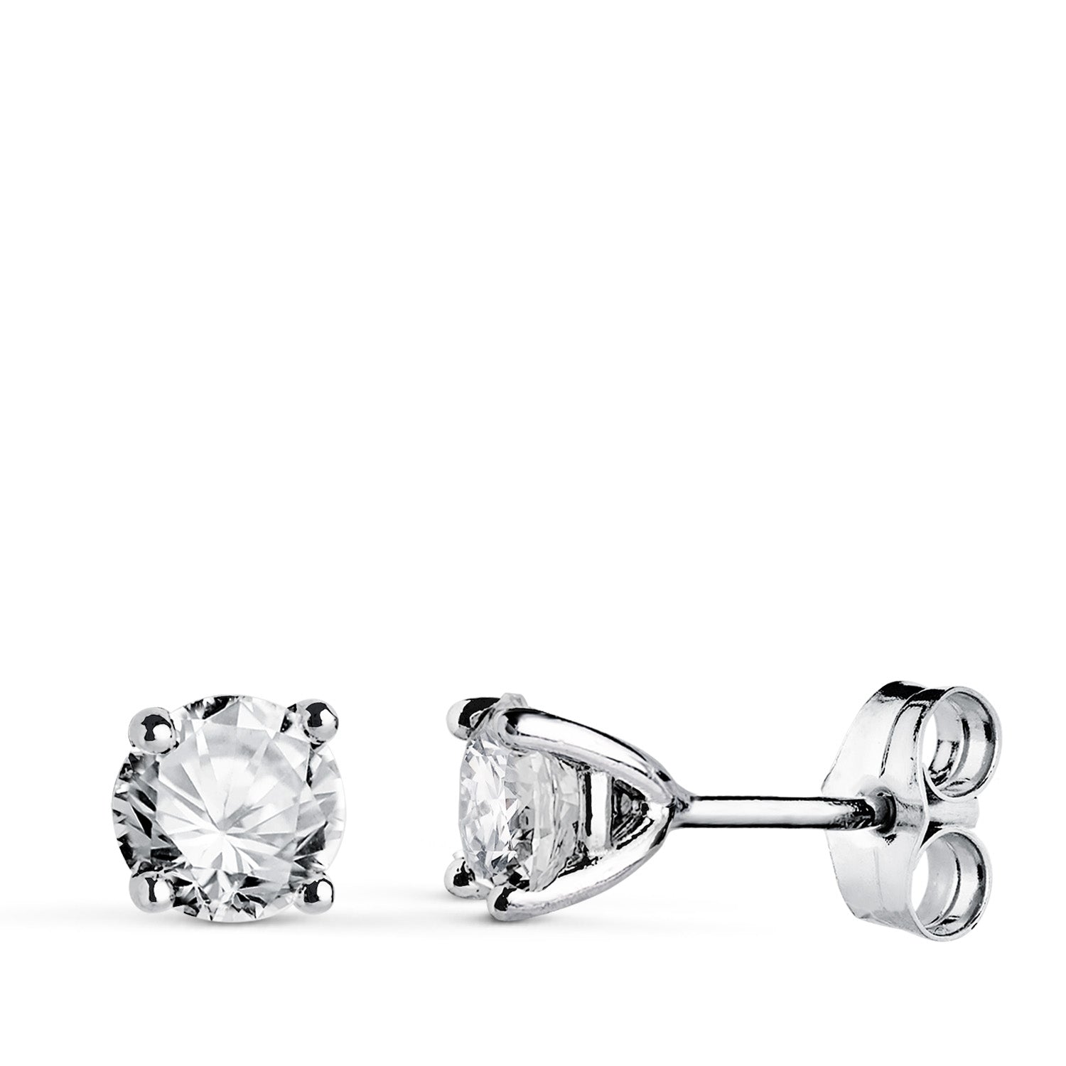 Boucles d'oreilles en Or Blanc 18K avec Diamants de Laboratoire Taille Brillant 5MM 1,00 Qts VS1-G 5X5 mm Fermoir Poussettes Papillon