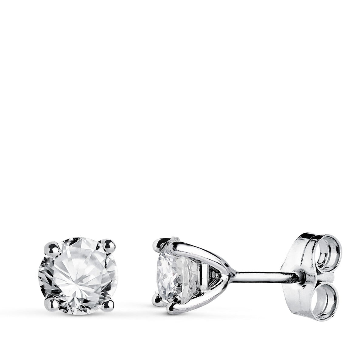 Boucles d'oreilles clous diamant 5 mm – Or 18 carats – Or blanc
