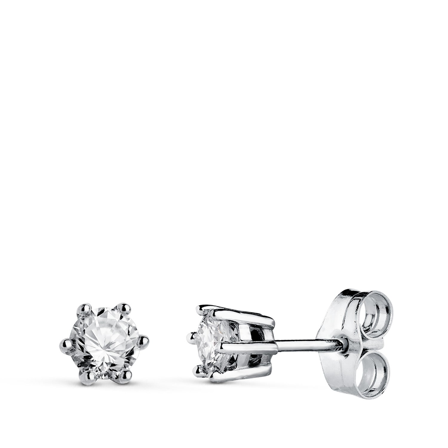 18K White Gold Earrings with Brilliant Cut Diamonds 3.8 mm 0.400 Qts VS1-G 4.5X4.5 mm Snap Lock