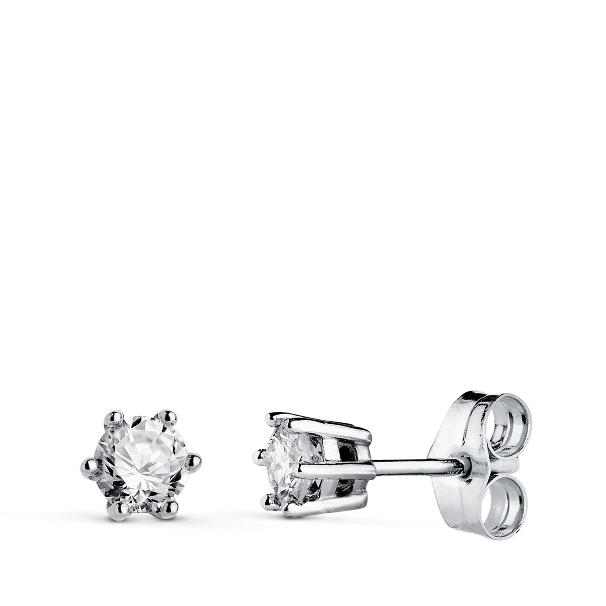 Boucles d'oreilles clous diamant 3,8 mm – Or 18 carats – Or blanc