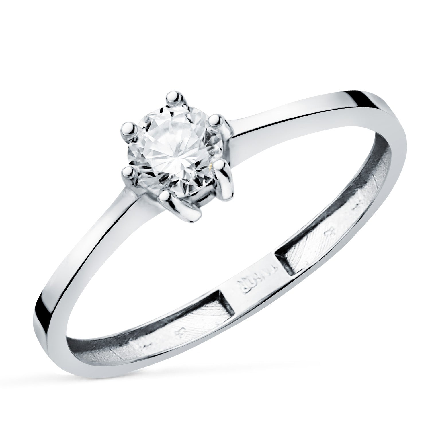 Solitaire en Or Blanc 18K 6 Griffes avec Diamant Lab 0.300 Cts G - VS1