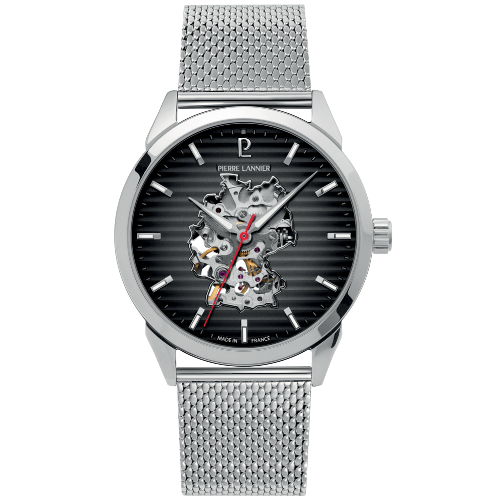 Montre homme Pierre Lannier MONARCK 433C131 – cadran noir bracelet cuir marron – vue 2
