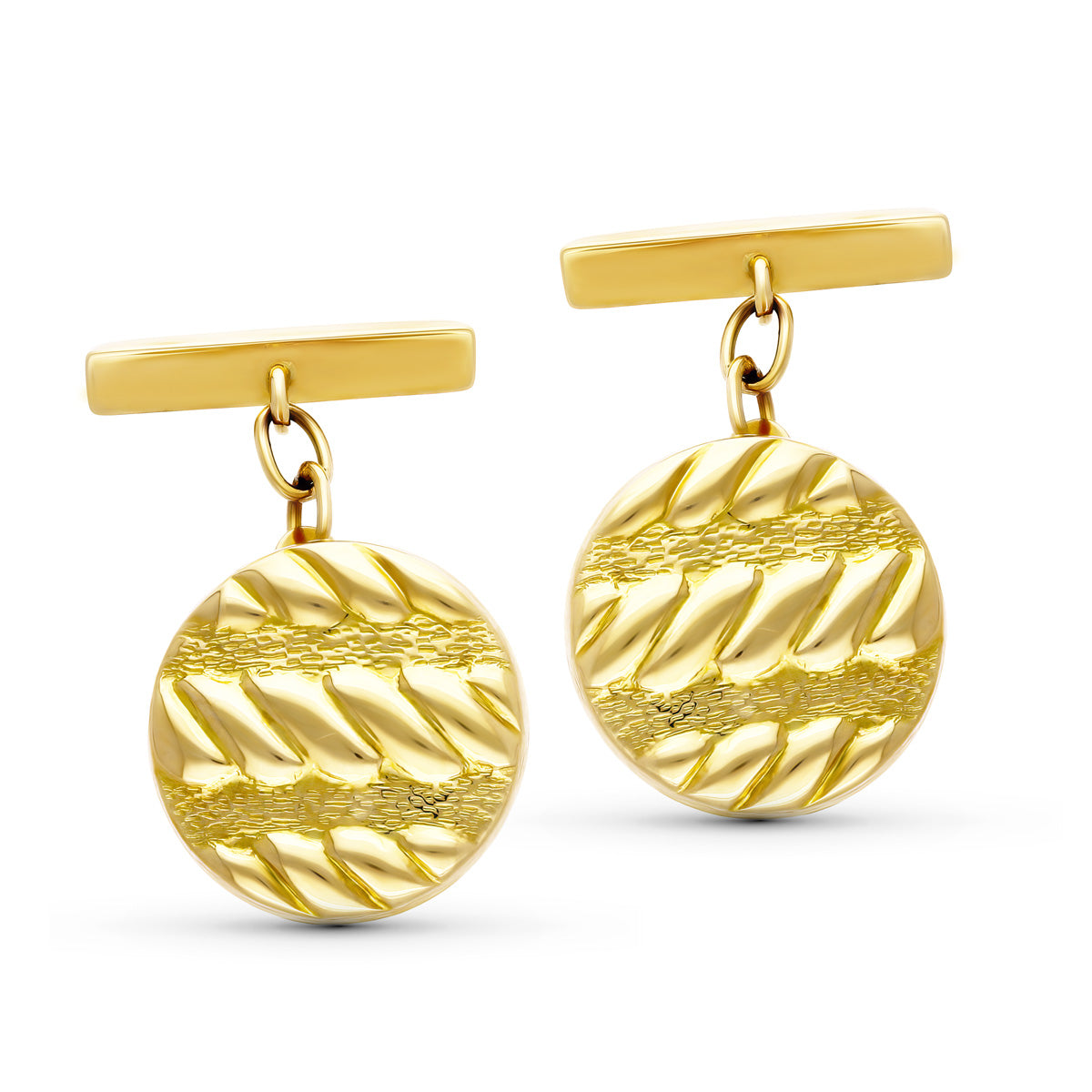 18K gult guld runda manschettknappar
