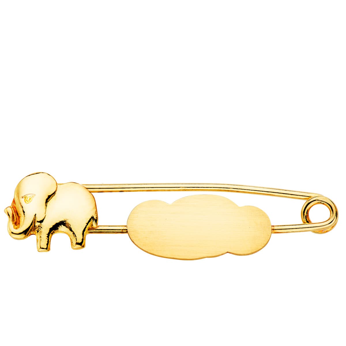 18K geelgouden veiligheidsspeld olifant en wolk 32 x 8 mm