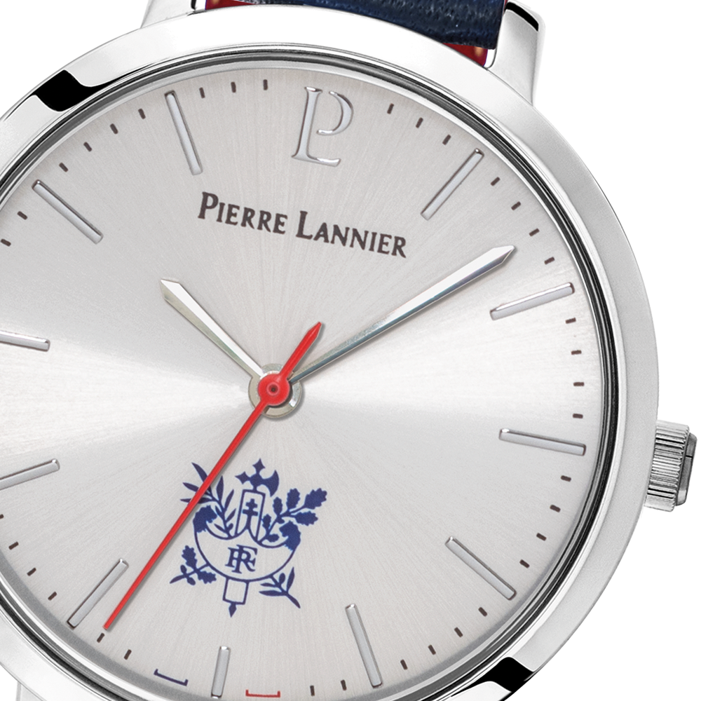 Montre femme Pierre Lannier ÉLYSÉE PRÉSIDENCE DE LA RÉPUBLIQUE 453D626 – cadran argenté bracelet cuir bleu – vue 4