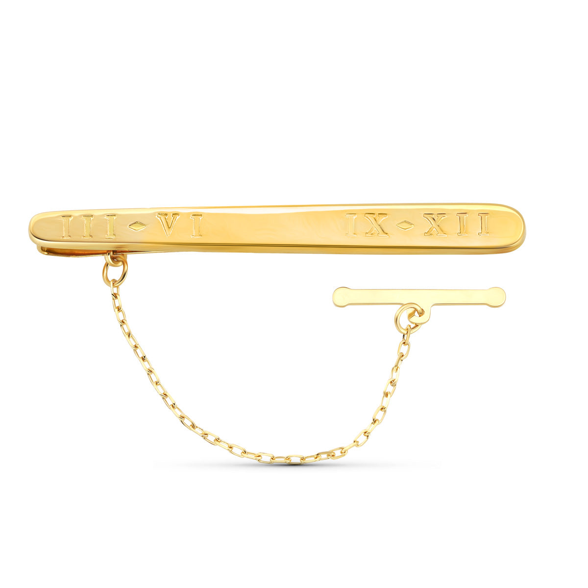 Agrafă de cravată Numere din aur galben de 18K 54X6 mm