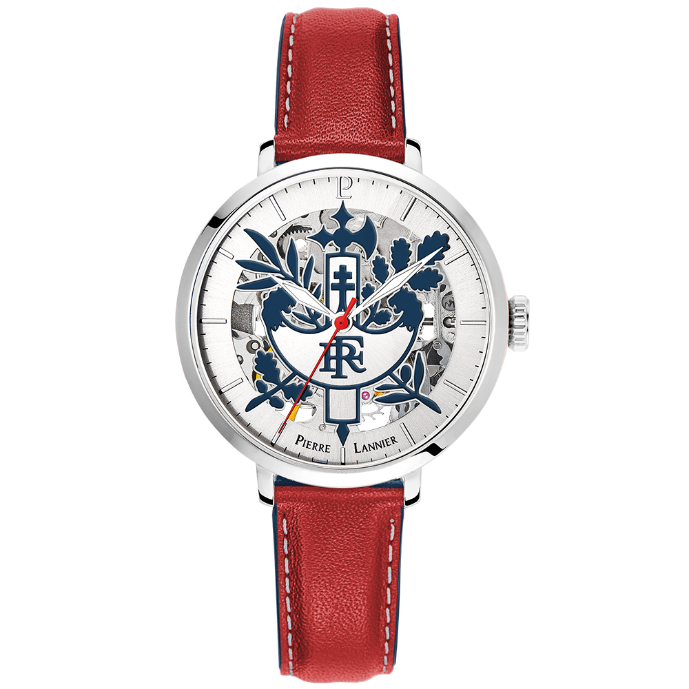 Montre femme Pierre Lannier ÉLYSÉE PRÉSIDENCE DE LA RÉPUBLIQUE 457G625 – cadran argenté bracelet cuir rouge – vue 2