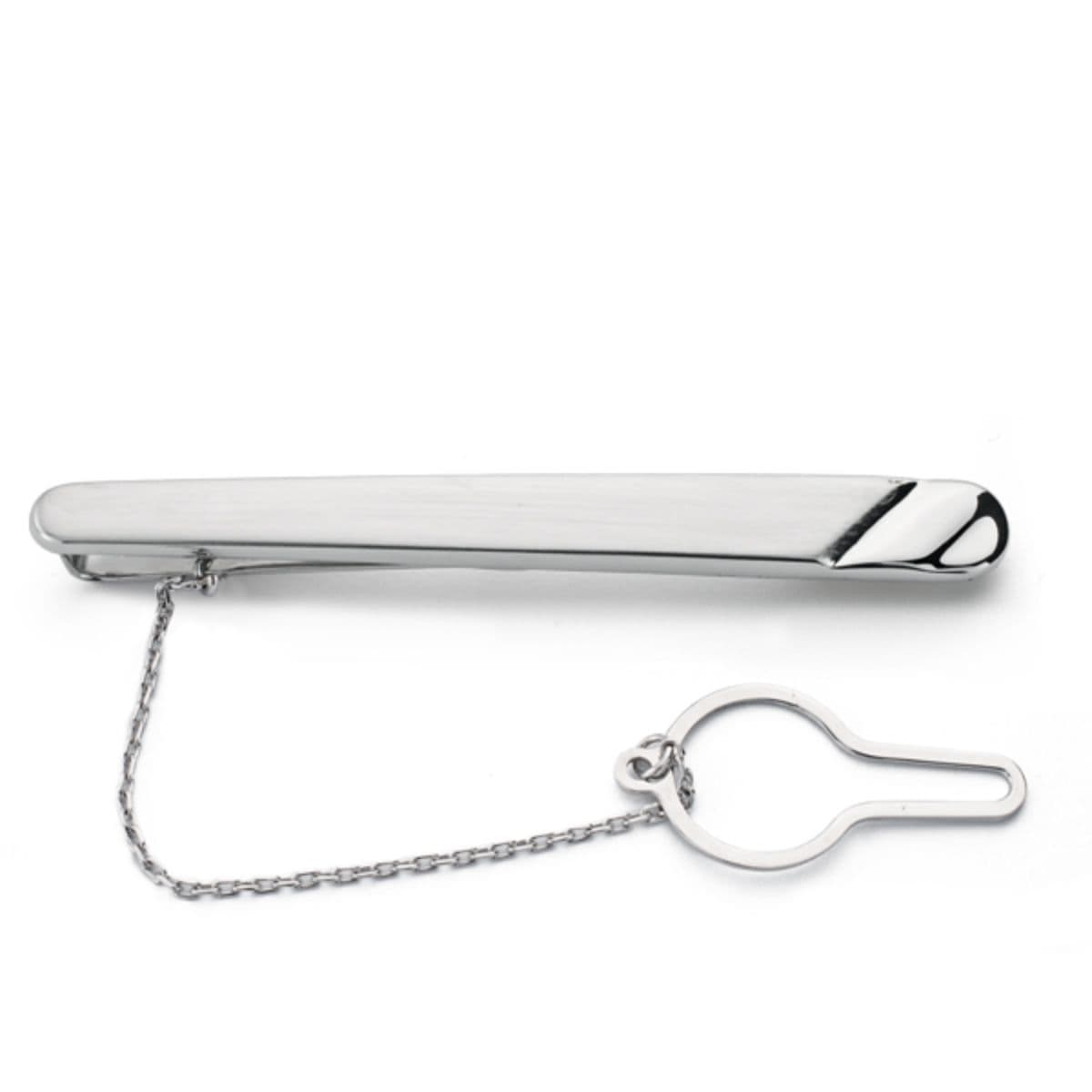 Cravate à Clip en Or Blanc 18 Carats avec Gallon Brillant Taille : 54 X 6 mm Attache Trevilla