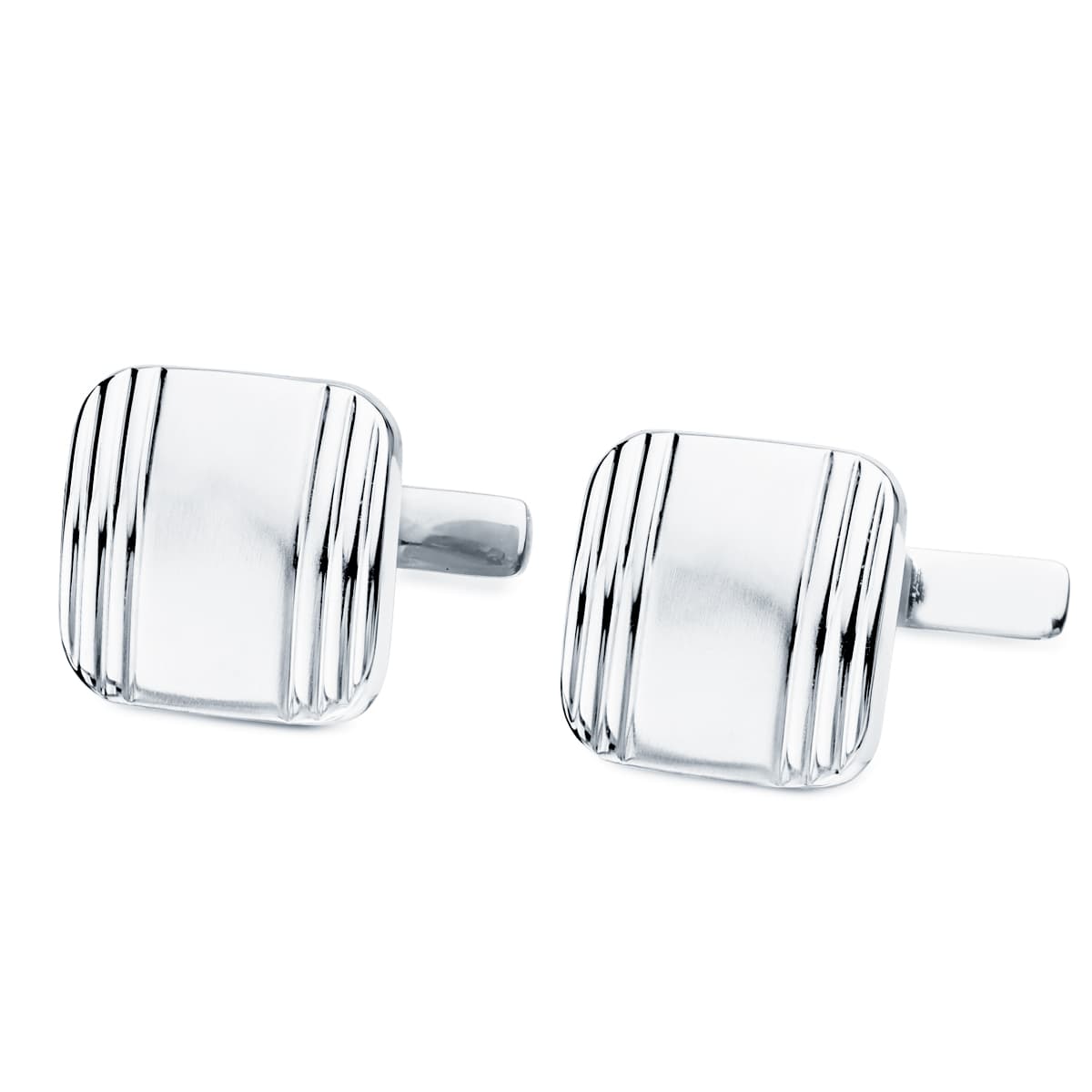 Abotoaduras Quadradas em Ouro Branco 9K 14 mm