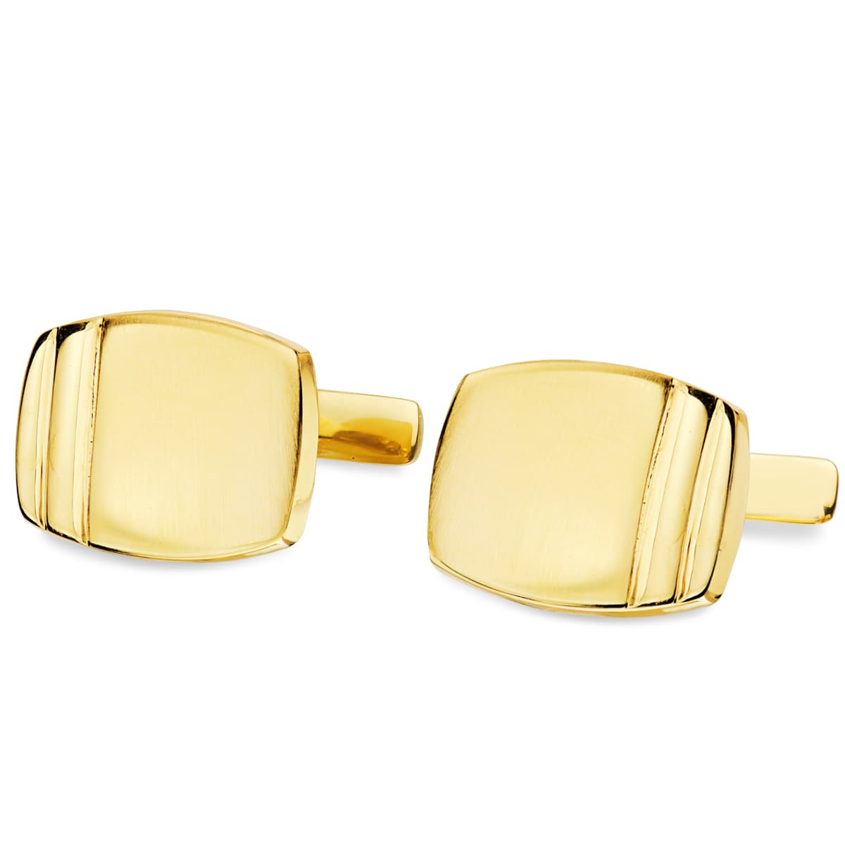 18K gult guld matt och glänsande tunnelmanschettknappar 17X13 mm styvt svänglås