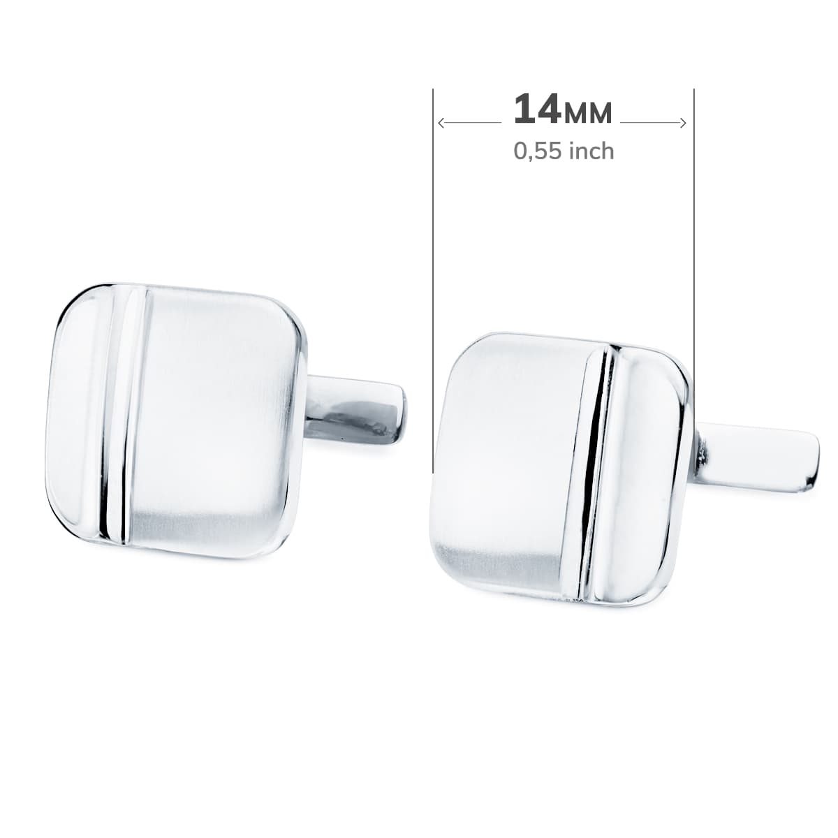 18K White Gold Cufflinks - Swivel Stick Clasp 14X14 mm