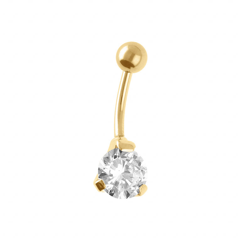 Piercing acier doré avec pierre blanche synthétique