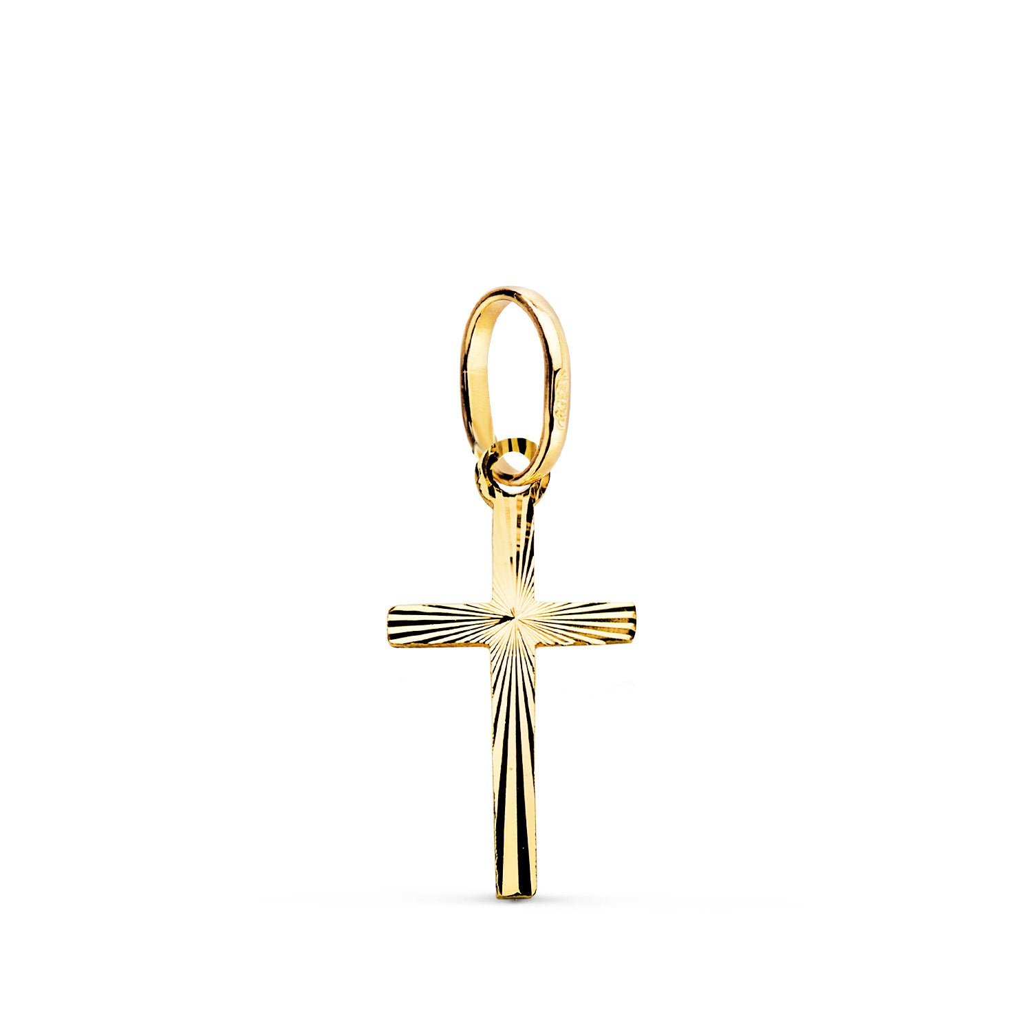 Mini Croix Sculptée en Or Jaune 18K Taille : 16 X 8 mm Épaisseur : 0,5 mm