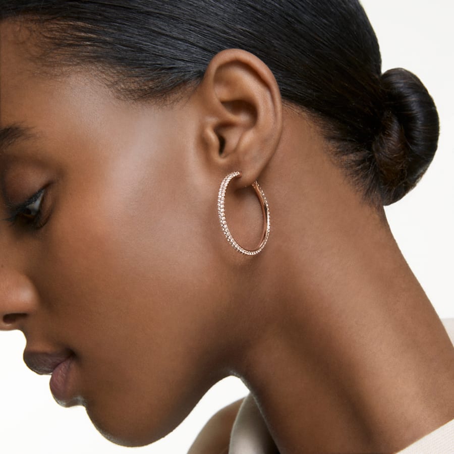 Stone - White Gold Pink - Hoop earrings - Swarovski