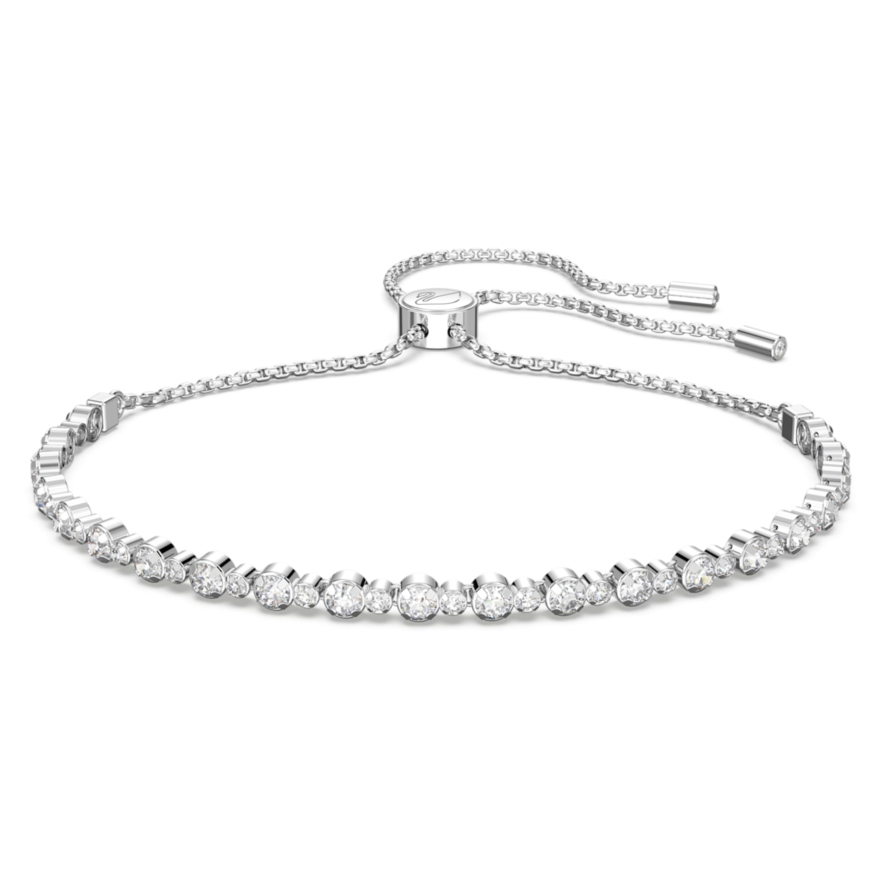 Dezent – ​​Weißes Silber – Armband – Swarovski