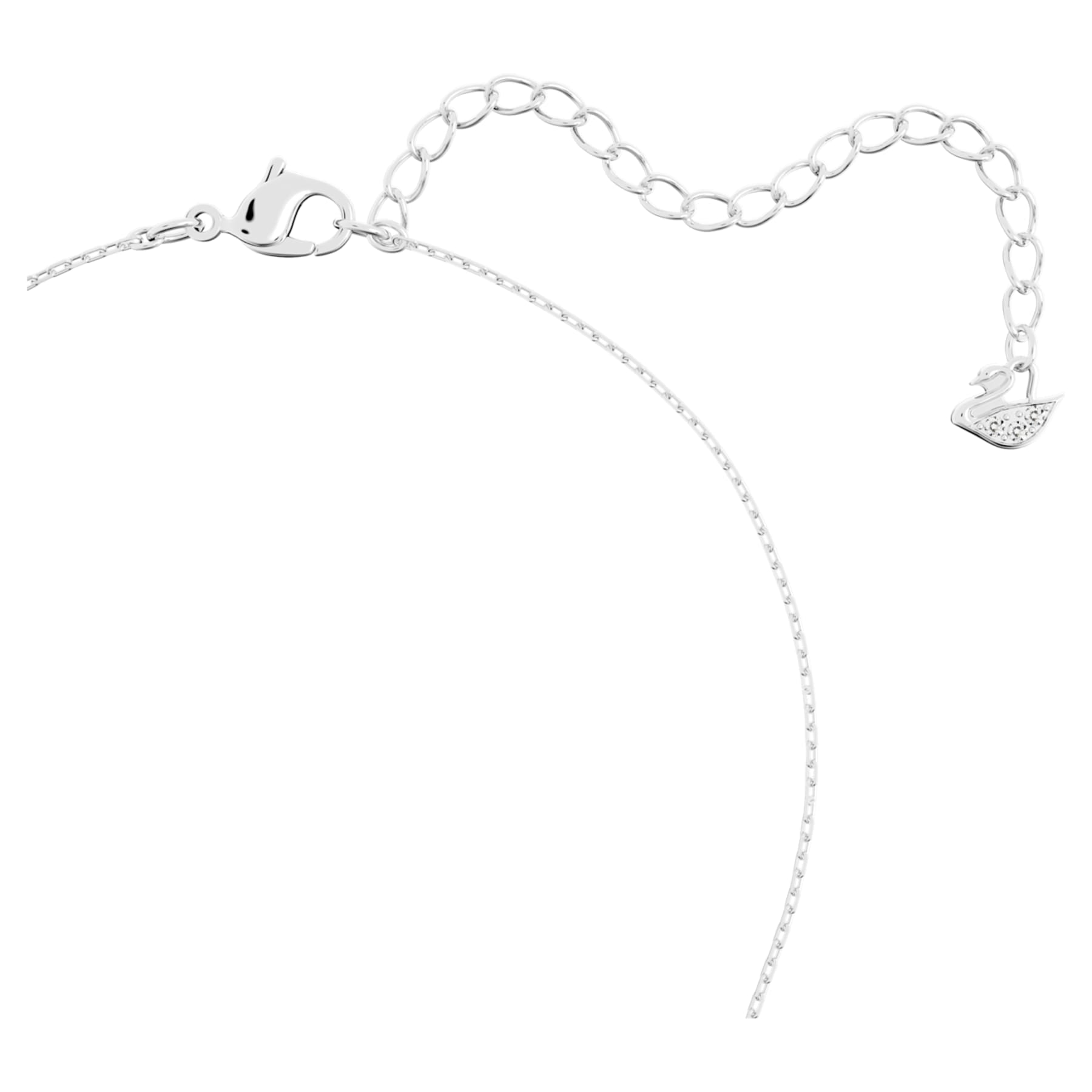 Solitaire - White Silver - Necklace - Swarovski