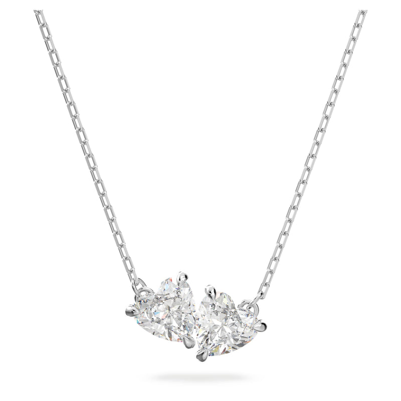 Rhodium-plated White Heart Mesmera Attract Necklace – Swarovski