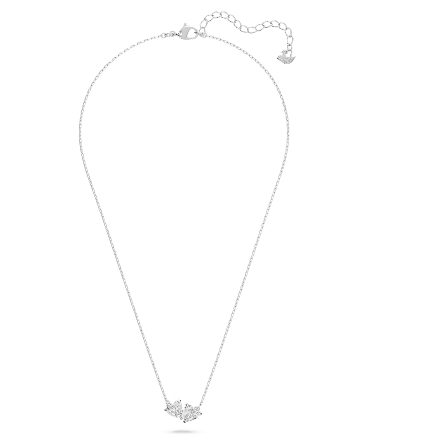 Attract - White Silver - Heart - Necklace - Swarovski