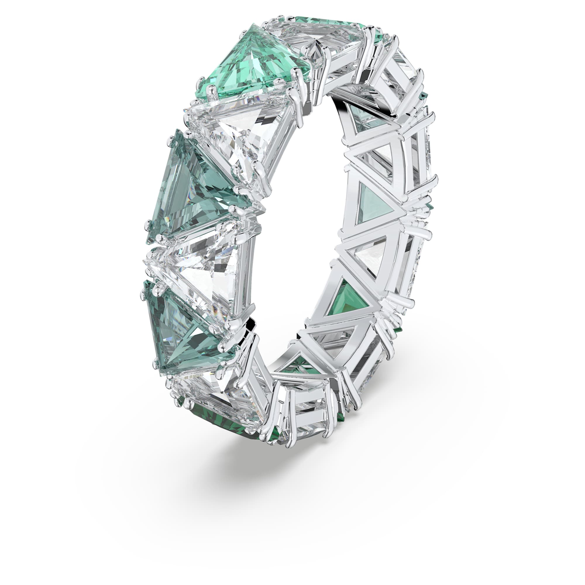 Matrix - Triangle - Vert Argenté - Bague - Swarovski