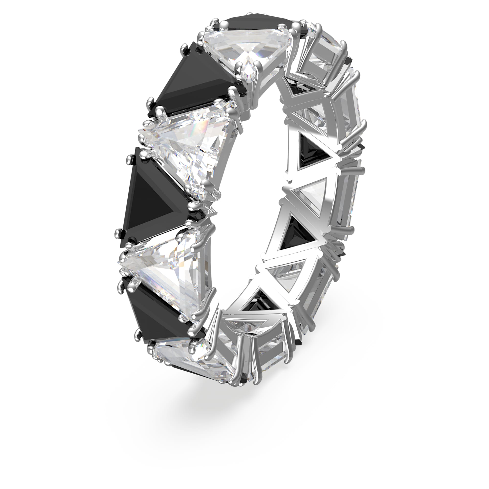 Matrix - Dreieck - Schwarzes Silber - Ring - Swarovski