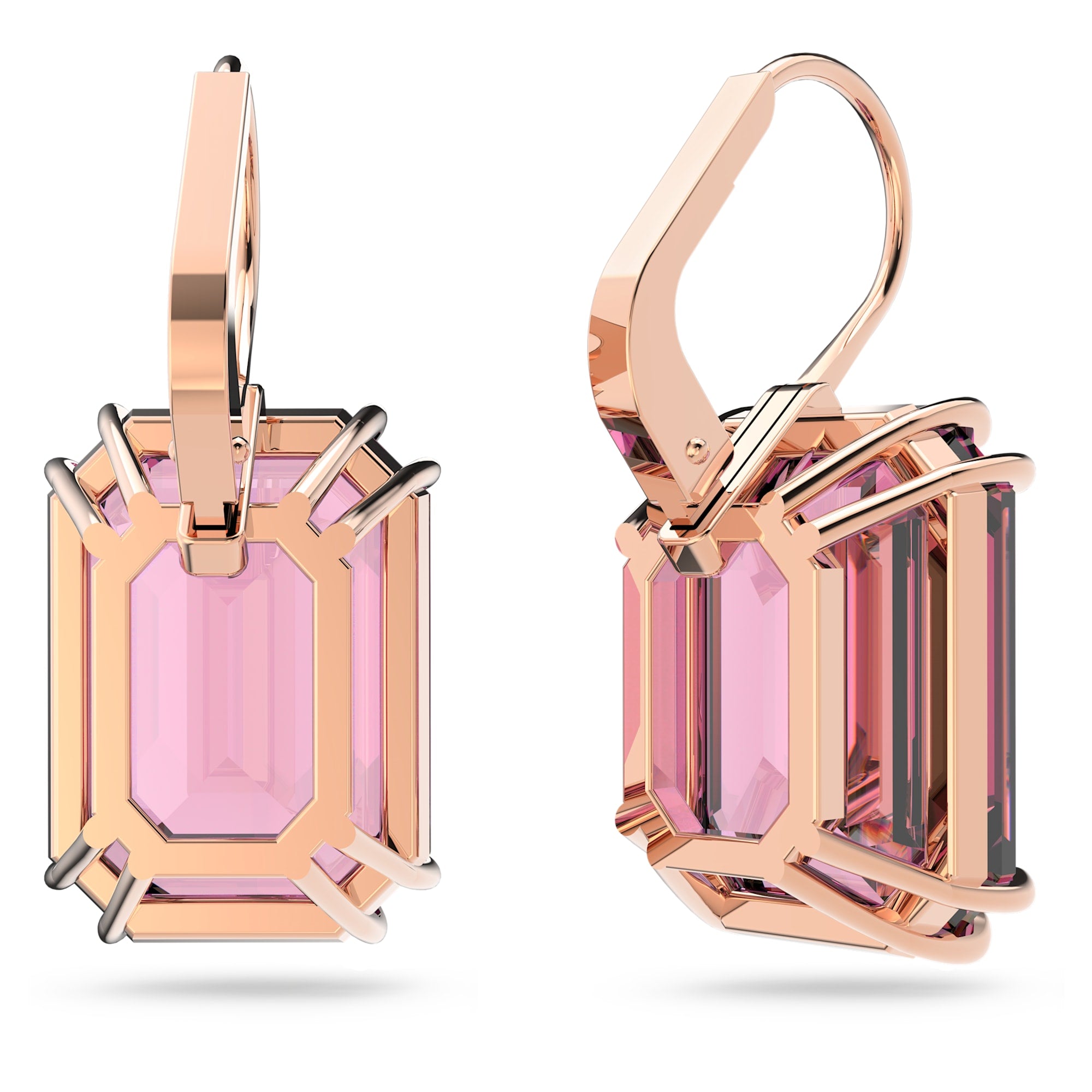 Millenia - Octagonal - Rosé Rose - Drop Earrings - Swarovski