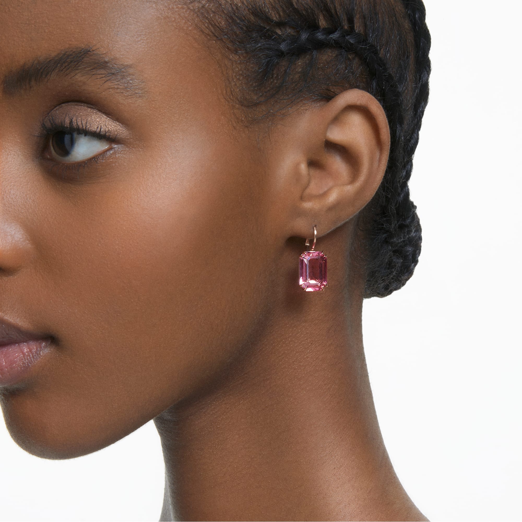 Millenia - Octagonal - Rosé Rose - Drop Earrings - Swarovski