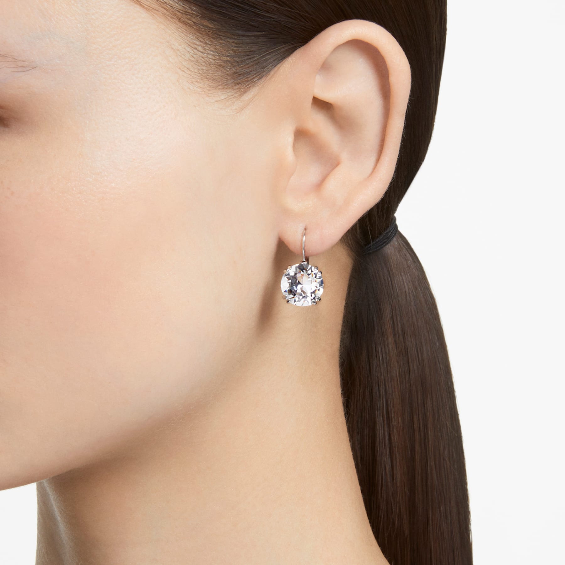 Millenia - Round - White Silver - Earrings - Swarovski