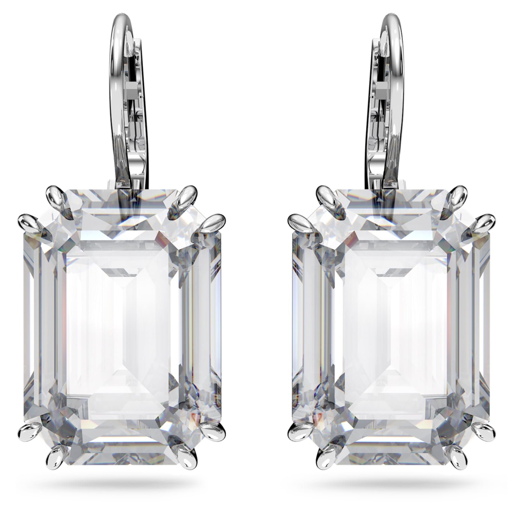 Millenia - Octagonal - White Silver - Drop Earrings - Swarovski